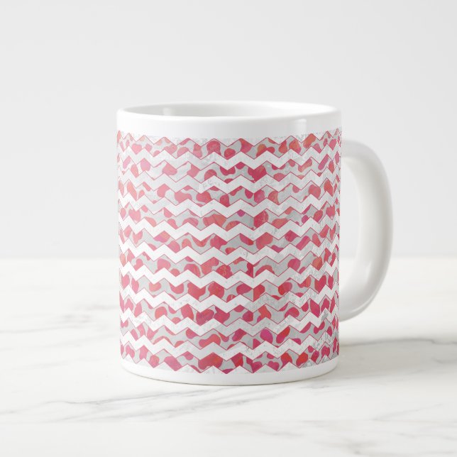 ChevronDalmatian Rosa och White Jumbo Mugg (Framsida höger)