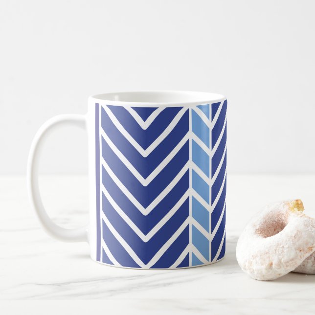 Chevronmönster Blått Kaffemugg (Med munk)