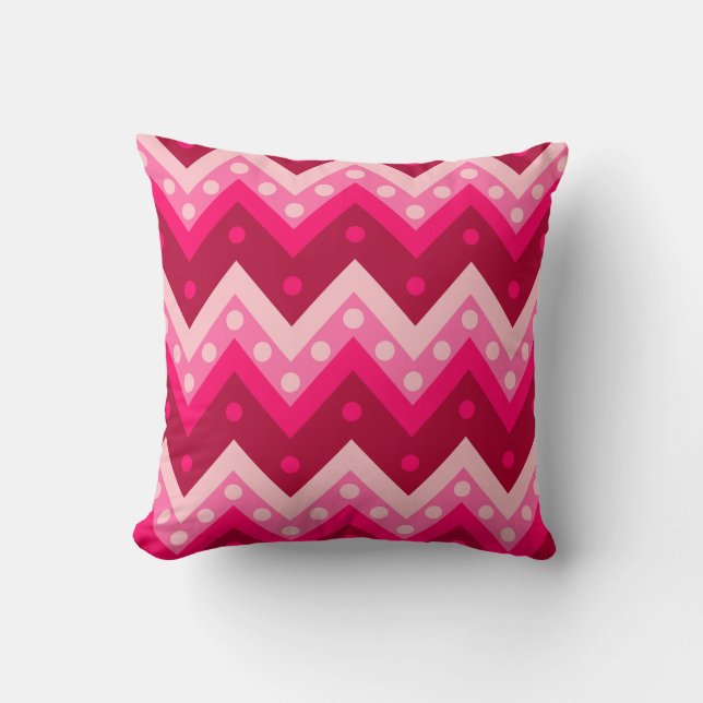 Chevrons and dots - burgundy and rosa kudde (Framsida)