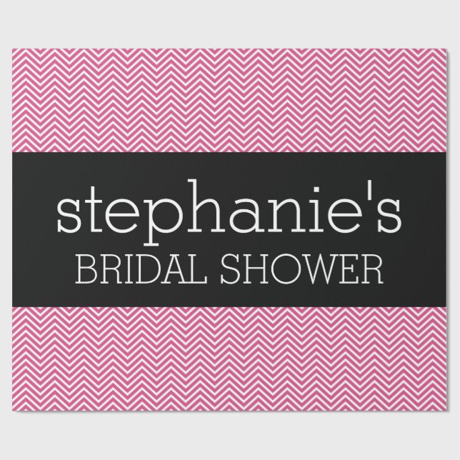 Chevrons för shock rosa och svart Möhippa Presentpapper (Platt)