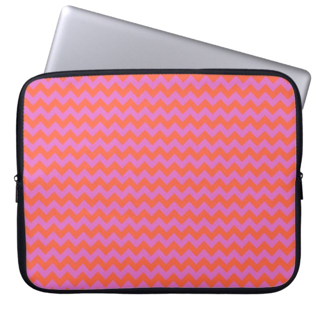 Chevrons för snyggt Laptop sleeve, Orange och Mage Laptop Sleeve (Framsidan)