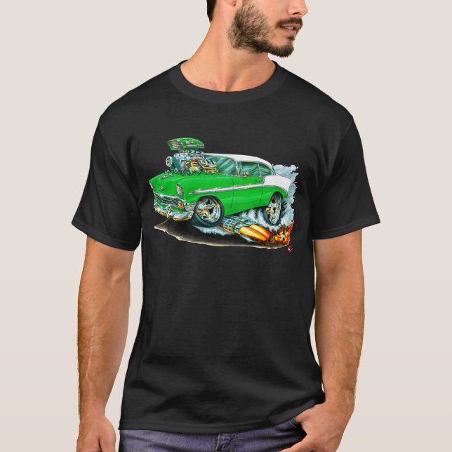 Chevy 150-210 grön bil 1956 t shirt (Framsida)