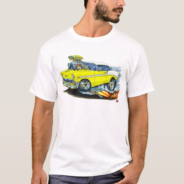 Chevy 150-210 gul bil 1956 t shirt (Framsida)