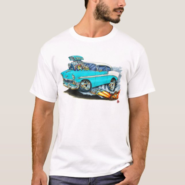 Chevy 150-210 turkosbil 1956 tee (Framsida)