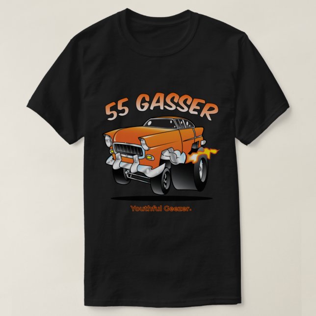 Chevy 55 Gasser Tecknad Car Toon T Shirt (Design framsida)