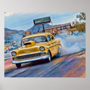 chevy Bel Air dragrace för 1955 Poster