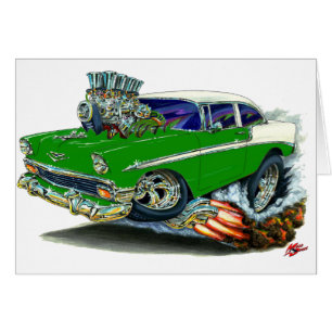 Chevy Belair grön bil 1956 Hälsningskort