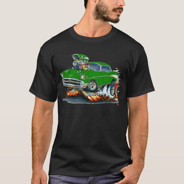Chevy Belair grön bil 1957 Tee Shirt (Framsida)