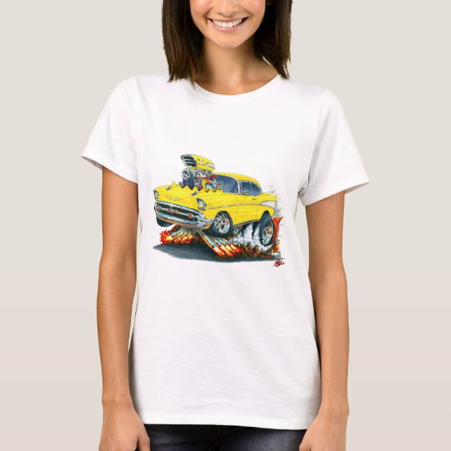 Chevy Belair gul bil 1957 T-shirt (Framsida)