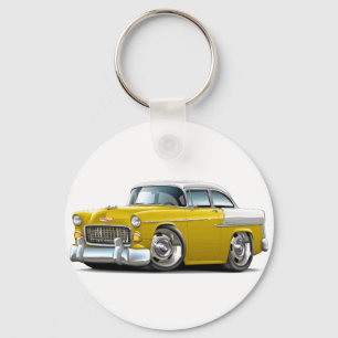Chevy Belair Gult-Vit bil 1955 Nyckelring