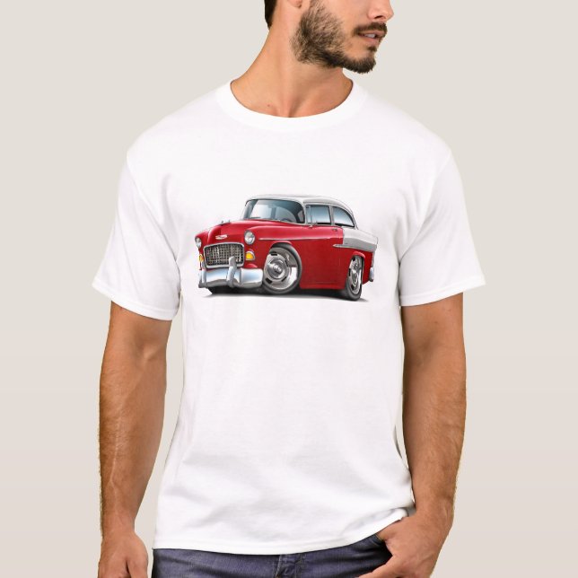 Chevy Belair Röd-Vit bil 1955 Tee Shirt (Framsida)