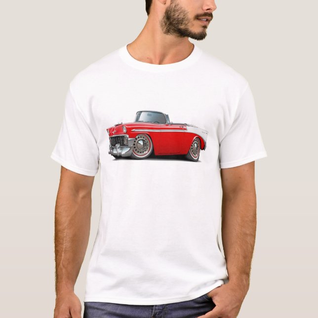 Chevy Belair Röd-Vit cabriolet 1956 T Shirt (Framsida)