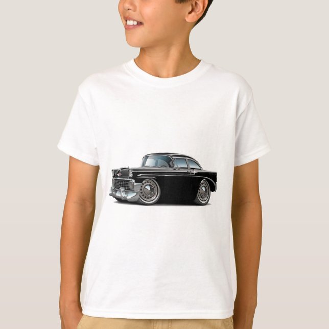 Chevy Belair svart bil 1956 Tee Shirt (Framsida)