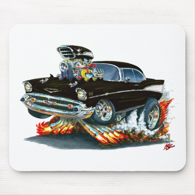 Chevy Belair svart bil 1957 Musmatta (Framsidan)