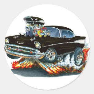 Chevy Belair svart bil 1957 Runt Klistermärke