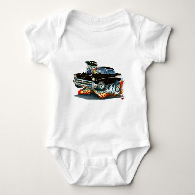 Chevy Belair svart bil 1957 Tee Shirt (Framsida)