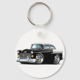 Chevy Belair Svart-Vit bil 1955 Nyckelring