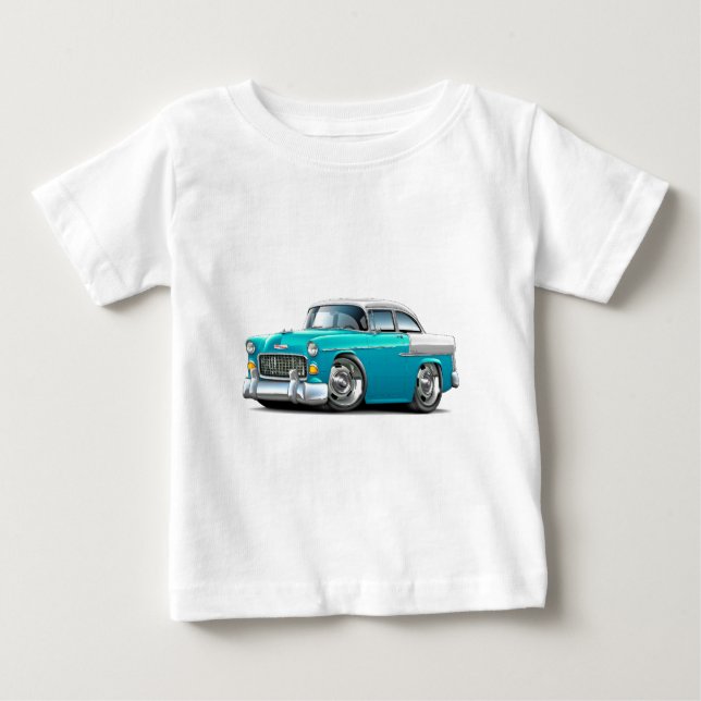 Chevy Belair Turkos-Vit bil 1955 T-shirt (Framsida)