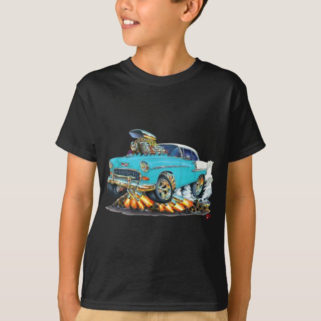 Chevy Belair turkosbil 1955 Tee Shirt (Framsida)