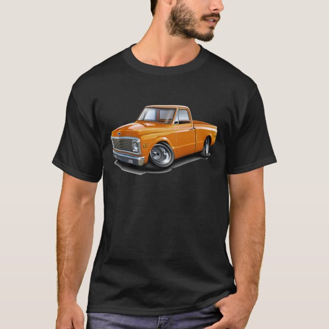 Chevy C10 orange lastbil 1970-72 T-shirt (Framsida)