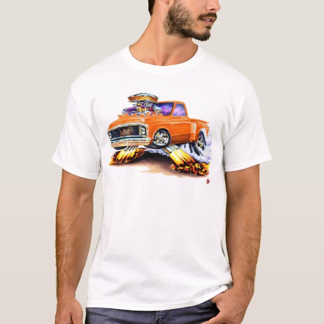 Chevy C10 orange lastbil 1970-72 T Shirt (Framsida)