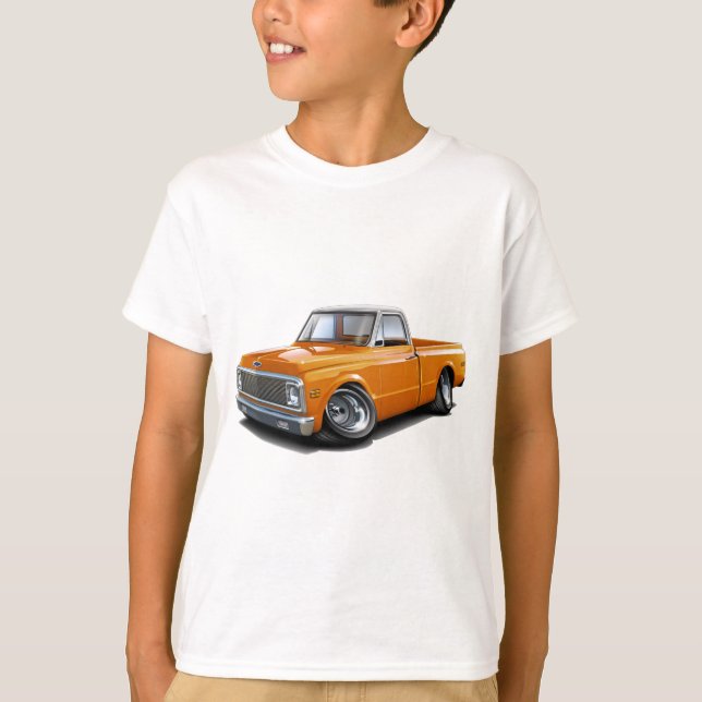 Chevy C10 Orange-Vit bästa lastbil 1970-72 Tee (Framsida)