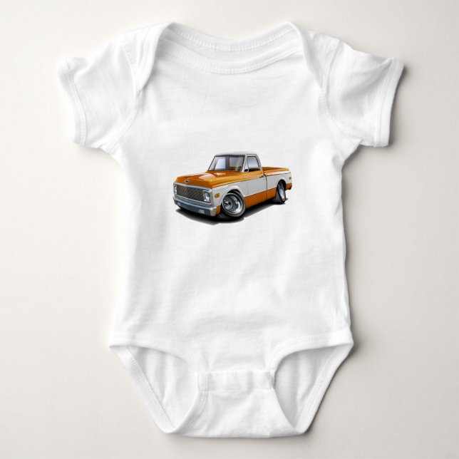 Chevy C10 Orange-Vit lastbil 1970-72 Tee Shirt (Framsida)