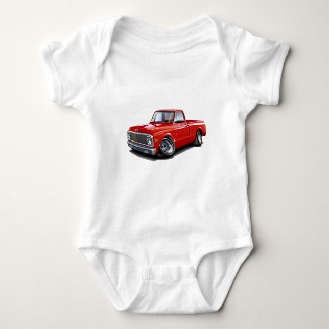 Chevy C10 röd lastbil 1970-72 T-shirt (Framsida)