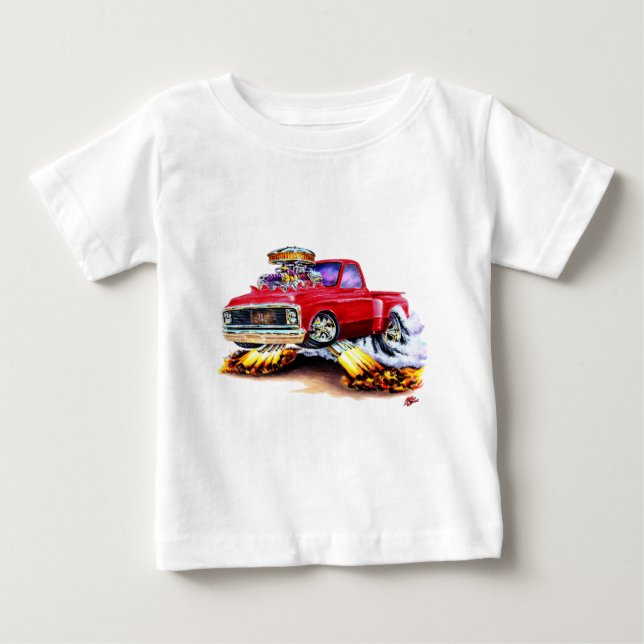 Chevy C10 röd lastbil 1970-72 T Shirt (Framsida)