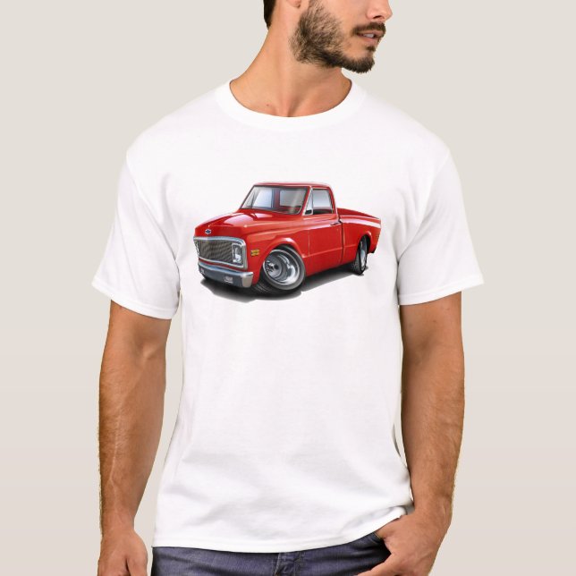 Chevy C10 röd lastbil 1970-72 Tee (Framsida)