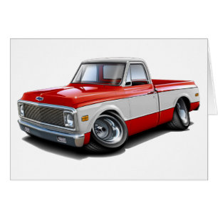 Chevy C10 Röd-Vit lastbil 1970-72 Hälsningskort