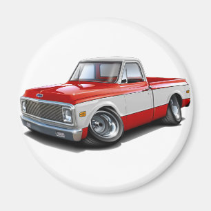 Chevy C10 Röd-Vit lastbil 1970-72 Magnet