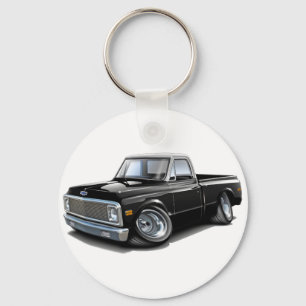 Chevy C10 Svart-Vit bästa lastbil 1970-72 Nyckelring