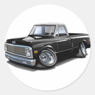 Chevy C10 Svart-Vit bästa lastbil 1970-72 Runt Klistermärke