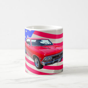 Chevy Chevelle SS 396 med amerikanska flaggan Kaffemugg