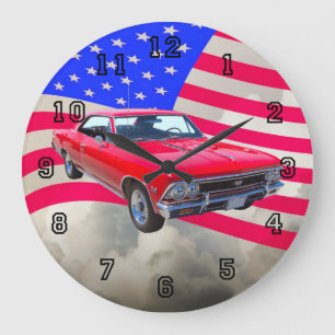Chevy Chevelle SS 396 med amerikanska flaggan Stor Klocka