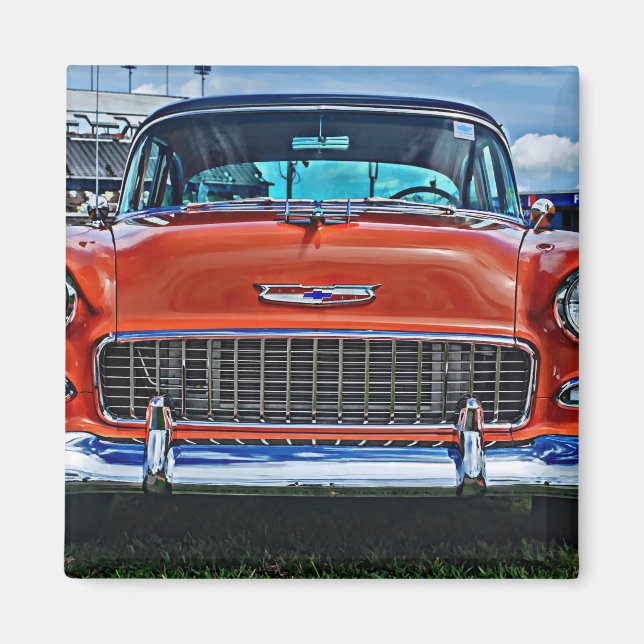Chevy Chevrolet Tri-Five BelAir Hotrod Magnet (Framsidan)