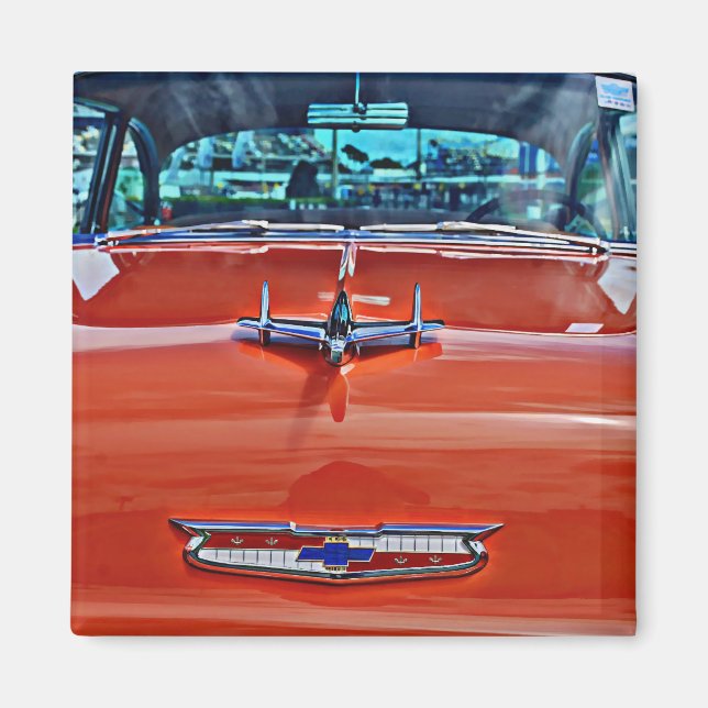 Chevy Chevrolet Tri-Five BelAir Hotrod Magnet (Framsidan)