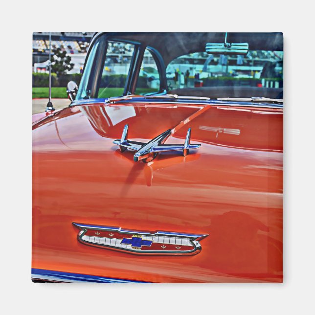 Chevy Chevrolet Tri-Five BelAir Hotrod Magnet (Framsidan)