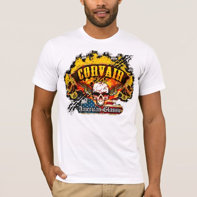 Chevy Corvair - sammanbrottbanerskalle - n-flagga Tee Shirt (Framsida)