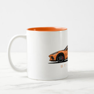 Chevy Corvette C8 Black Illustration Två-Tonad Mugg