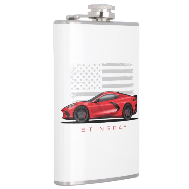 Chevy Corvette C8 Svart Illustration Fickplunta (Höger)