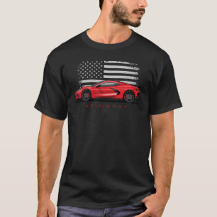 Chevy Corvette C8 Svart Illustration T Shirt