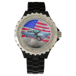 Chevy Impala 1965 327 med amerikanska flaggan Armbandsur