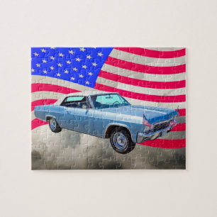 Chevy Impala 1965 327 med amerikanska flaggan Pussel