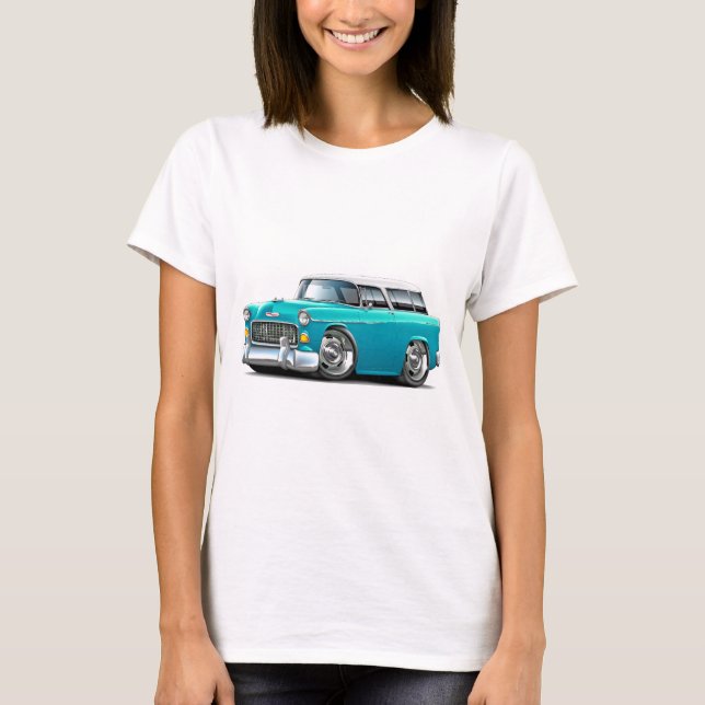 Chevy NomadTurkos-Vit bil 1955 T-shirt (Framsida)