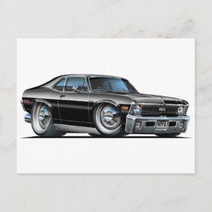 Chevy Nova Black Car Vykort
