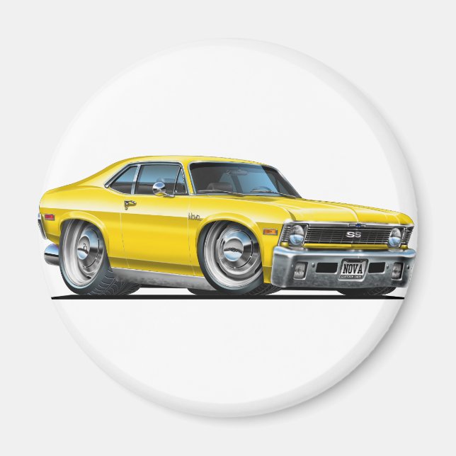 Chevy Nova Gult Car Magnet (Framsidan)