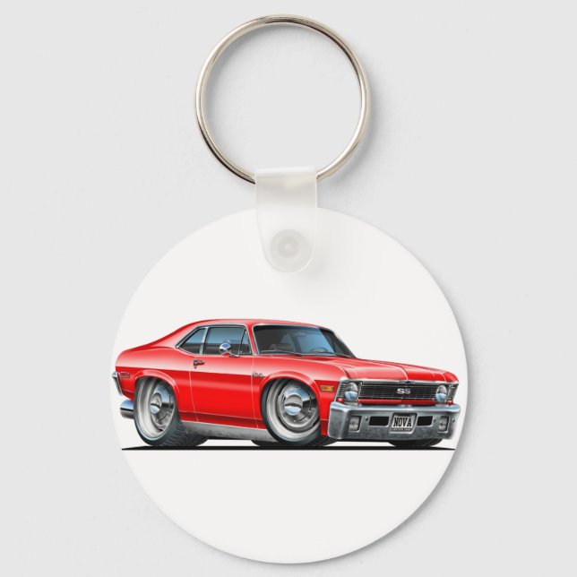 Chevy Nova Red Car Nyckelring (Framsida)