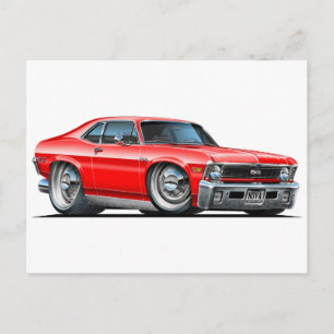 Chevy Nova Red Car Vykort